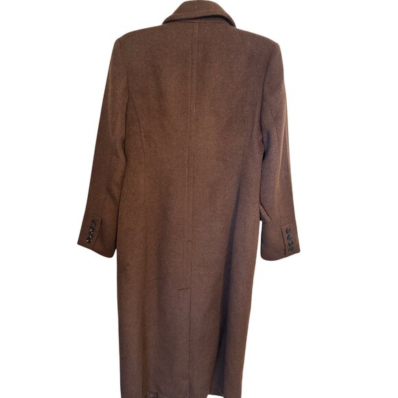 NWT L Avec Les Filles Womens Brown Double-Breasted Long Wool Blend Coat - Picture 16 of 16